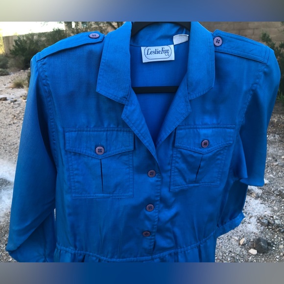 Vintage Leslie fay blue western square dress - Picture 3 of 14